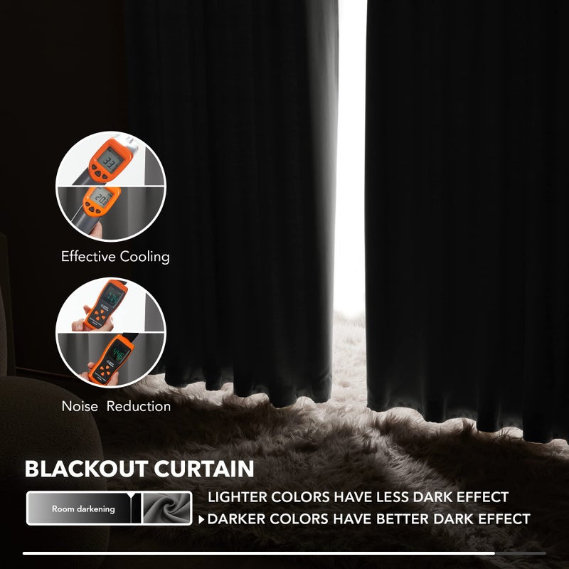 Deconovo Blackout Curtain Panels Window Draperies Rod Pocket/Back Tab Curtains Thermal Insulated Blackout Curtains for Bedroom 52Wx84L Inch Light Grey 2 Panels - Image 5
